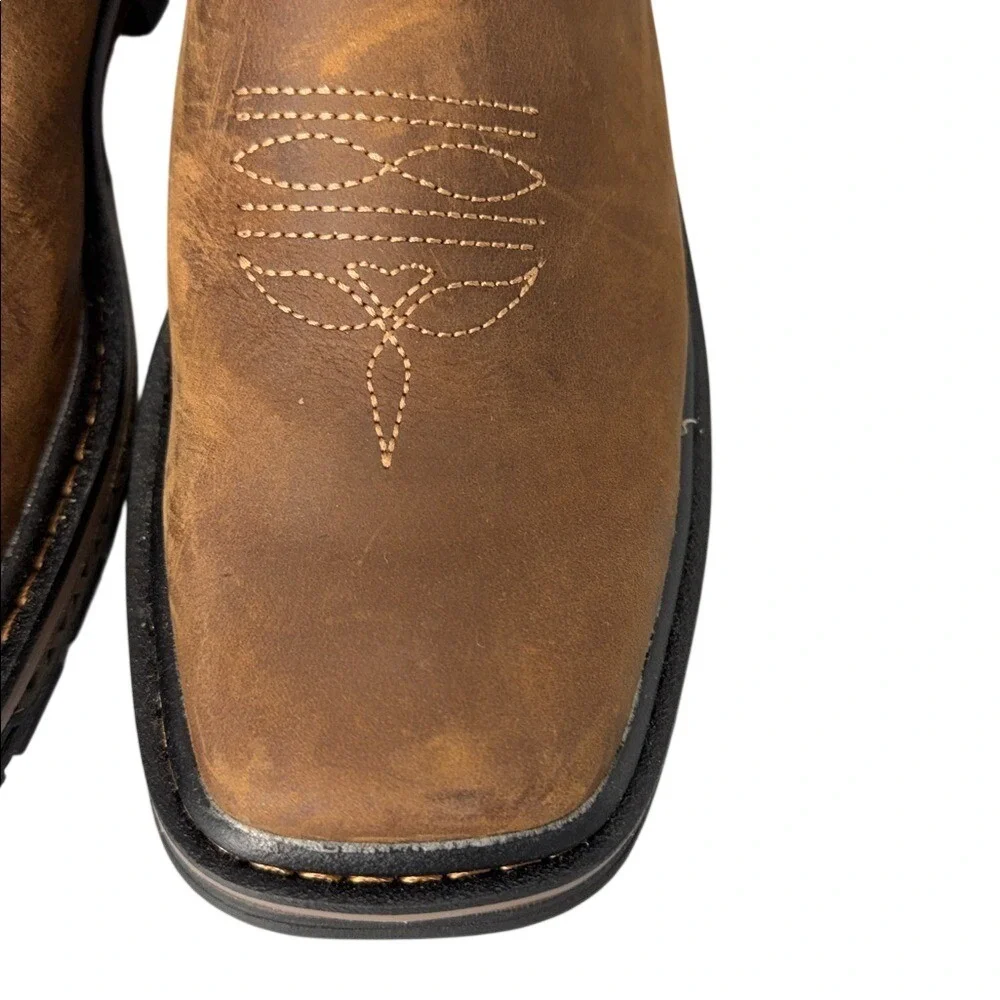 Georgia Kids‎ Red/ Brown Leather Carbo-Tec LT Pull-On Cowboy Boots Size 3M
